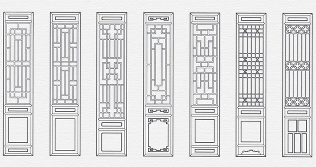 岐山常用中式仿古花窗图案隔断设计图